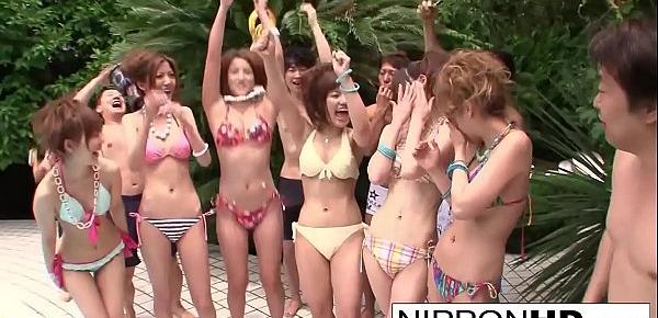  A bunch of Japanese bikini babes have a wrestling match!